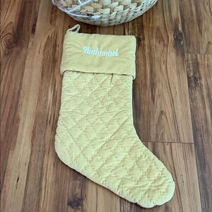 Pottery Barn Gold Quilted Christmas Stocking